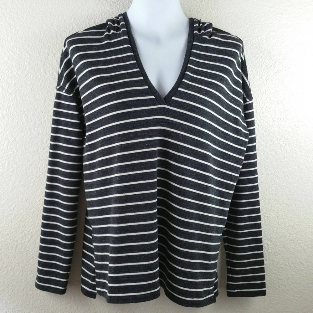 5/$25 American Eagle Outfitters Hooded Pullover Top M Blue White Striped F18